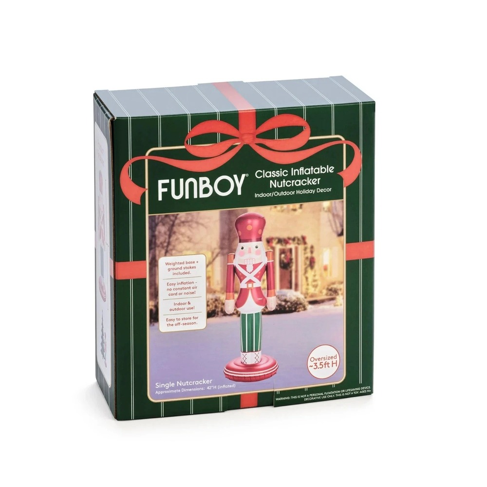 FUNBOY Classic Inflatable Nutcracker Oversized 3.5 Ft Christmas Decor Yard Pool